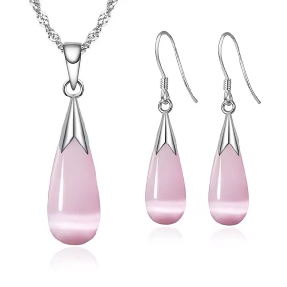 Jewelry - Sterling Silver Pink Opal Jewelry Set